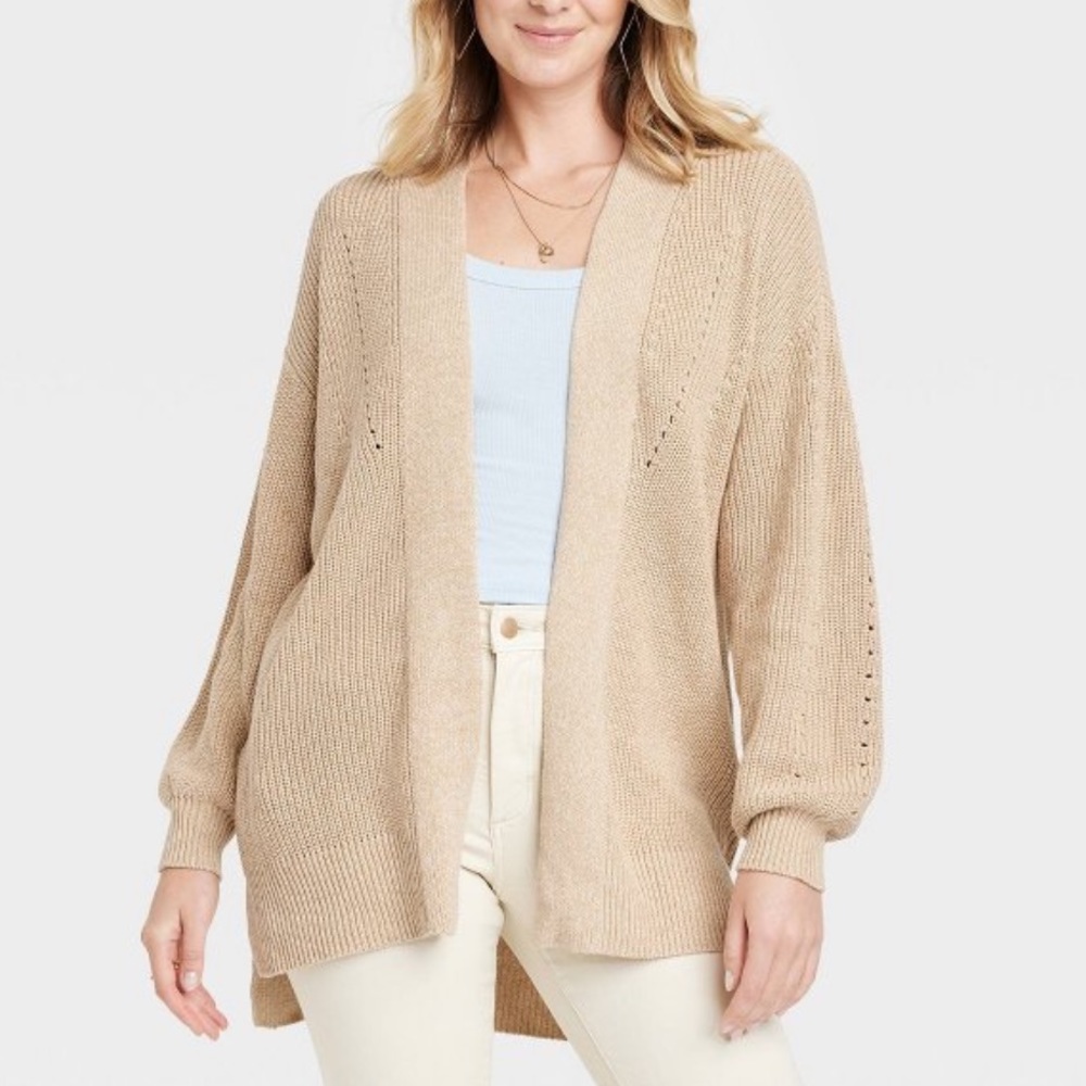 NWT Cardigan Sweater Universal Threads Pockets Tan Brown Knit Heavy Size XS